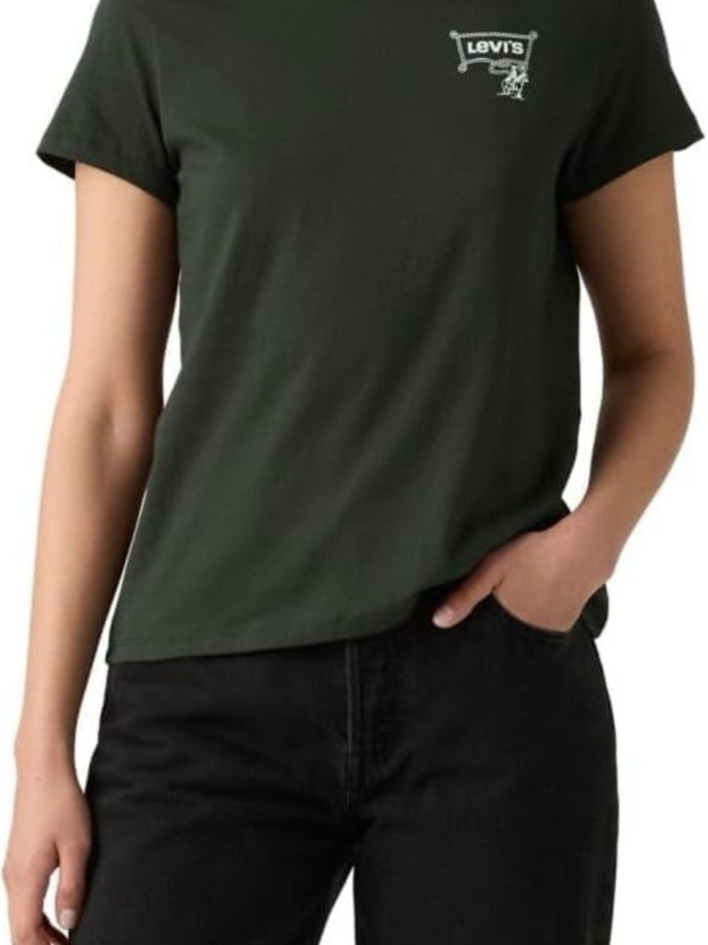 Levi's charcoal, grey Crew Neck T-Shirt with Small White Logo